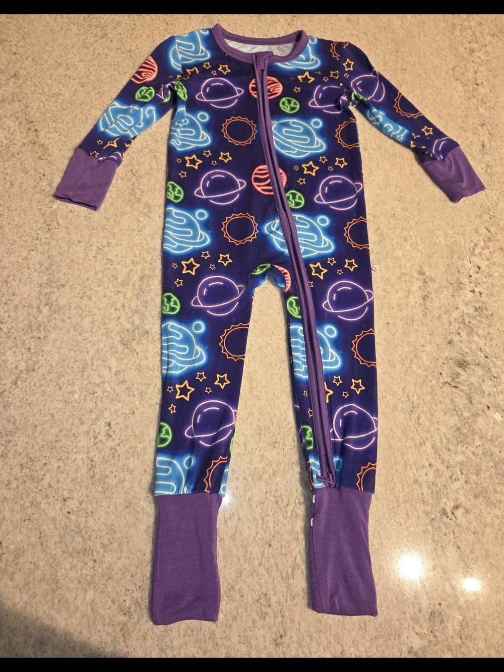 Snuggle Bums 18/24 Bamboo Neon Planets Outer Space Zippy